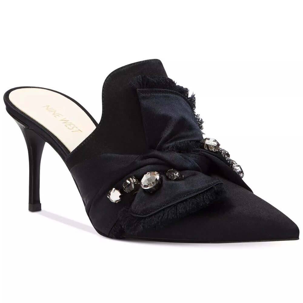 NEW IN BOX! NINE 9 WEST MACADAMIA BLACK PUMP SLIDES SIZE 8 - STUNNING!